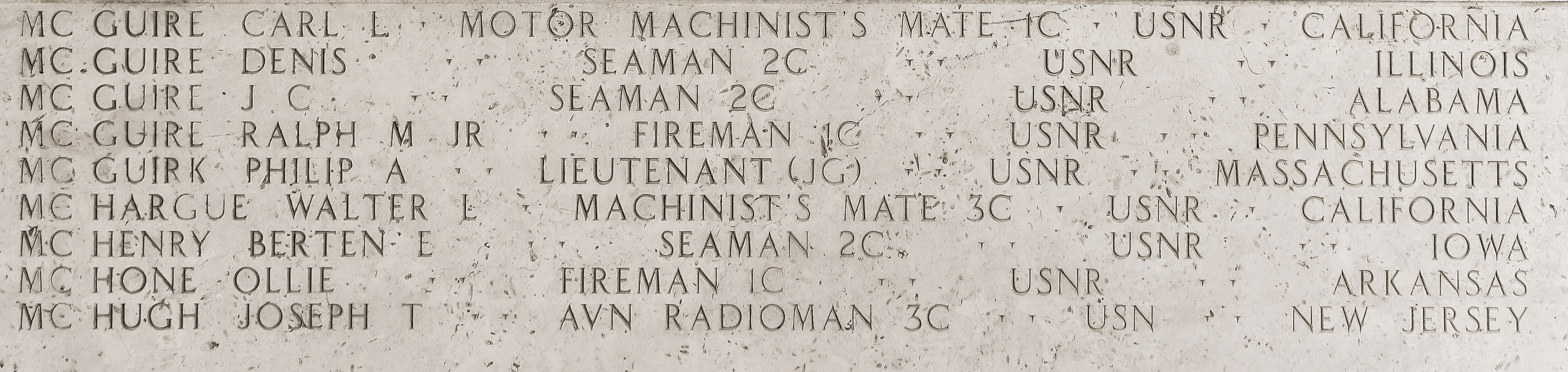 Ralph M. McGuire, Fireman First Class